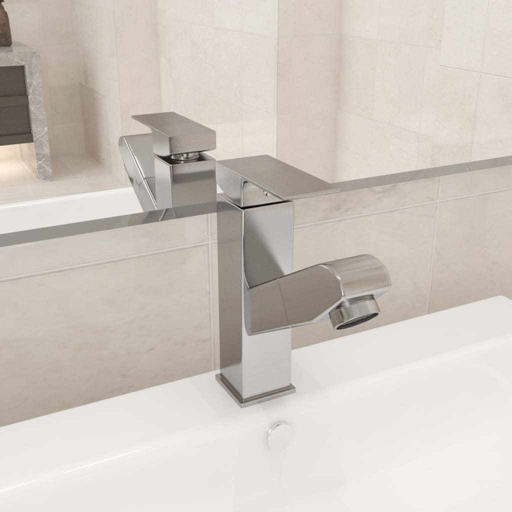 Sink faucet with pull-out shower head silver 157x172 mm