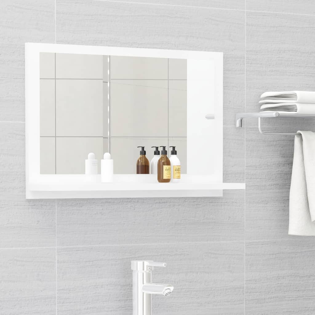 Bathroom mirror high-gloss white 60x10.5x37 cm made of wood