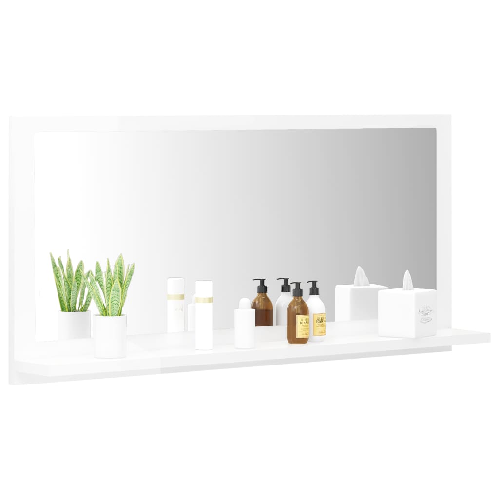 Bathroom mirror high-gloss white 80x10.5x37 cm made of wood