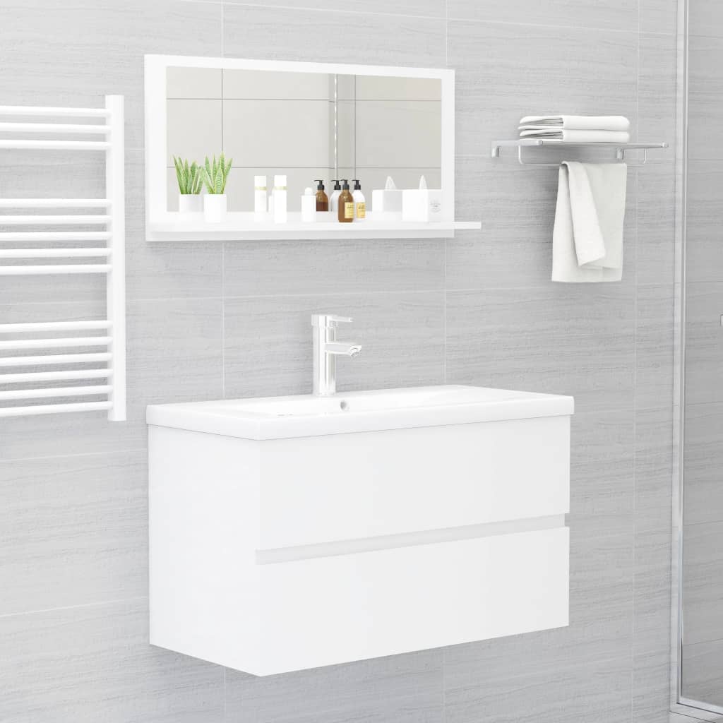 Badspiegel Hochglanz-Weiß 80x10,5x37 cm Holzwerkstoff