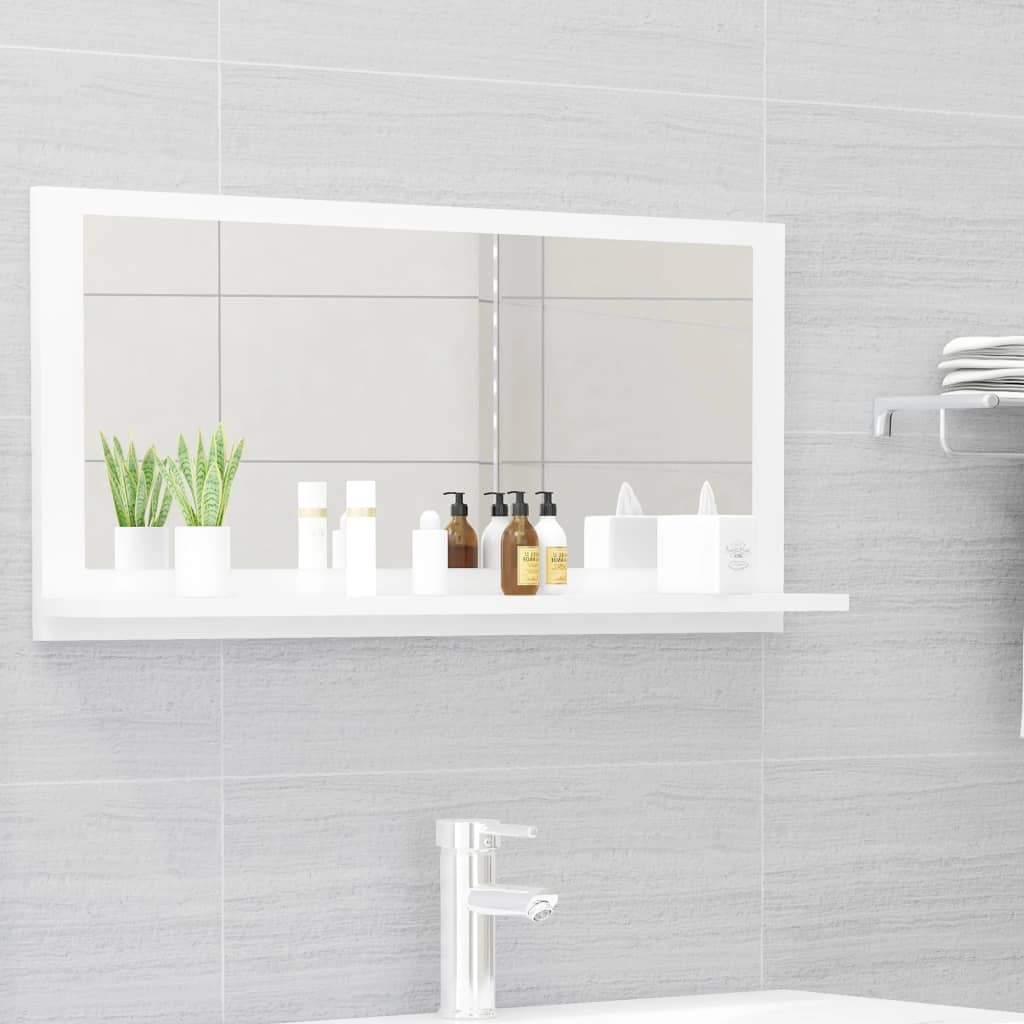 Bathroom mirror high-gloss white 80x10.5x37 cm made of wood