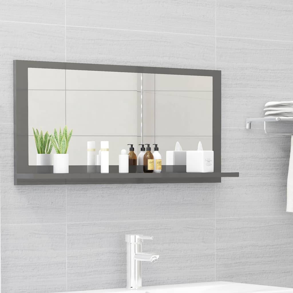 Bathroom mirror high-gloss gray 80x10.5x37 cm made of wood