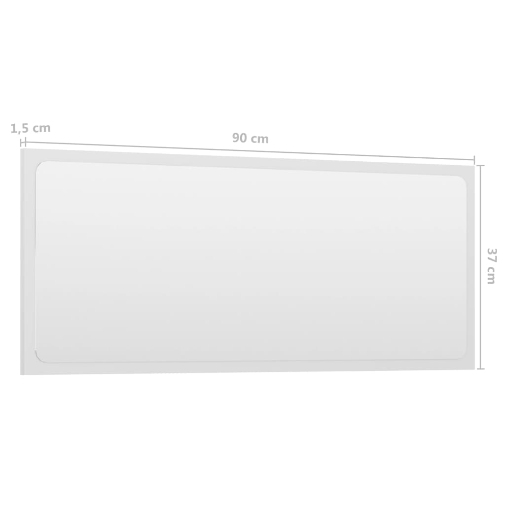 Bathroom mirror high-gloss white 90x1.5x37 cm made of wood