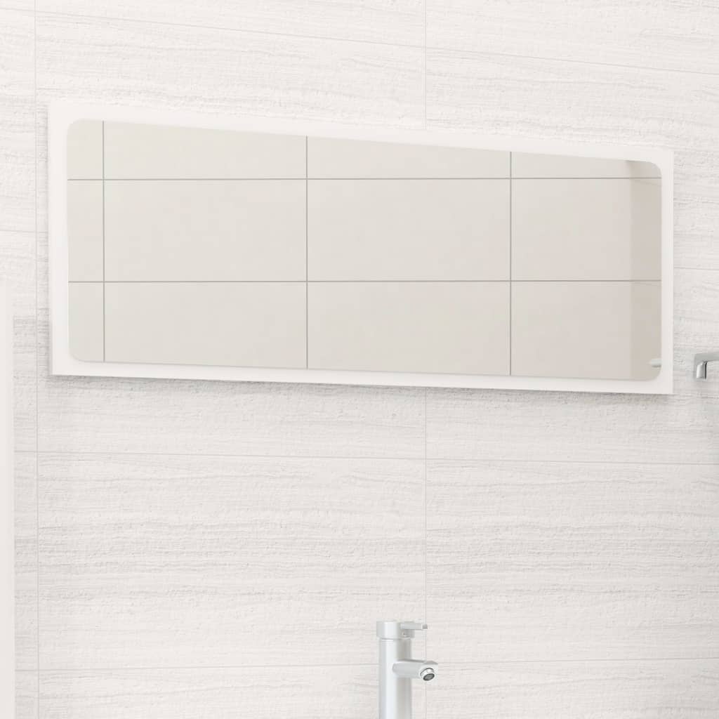 Bathroom mirror high-gloss white 90x1.5x37 cm made of wood