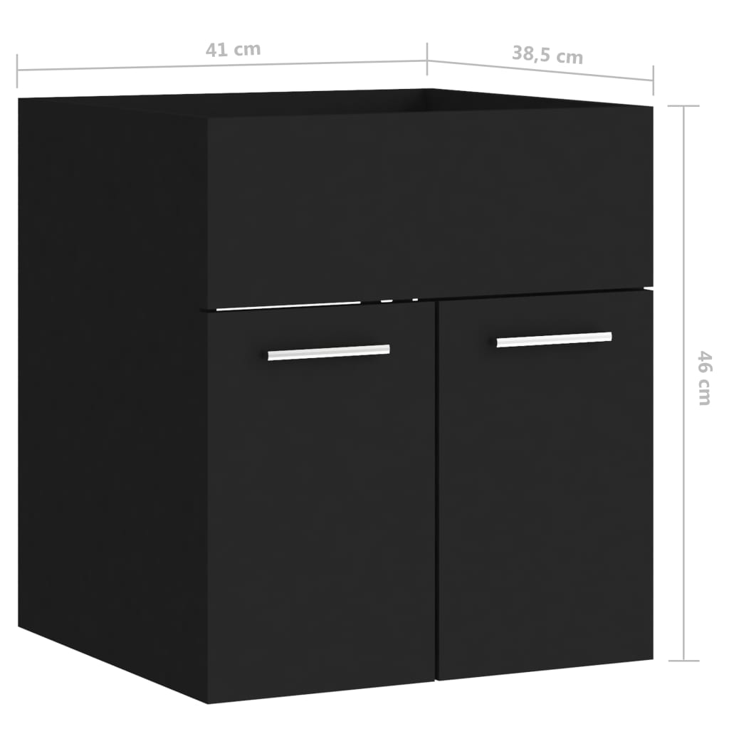Sink base cabinet black 41x38.5x46 cm made of wood material