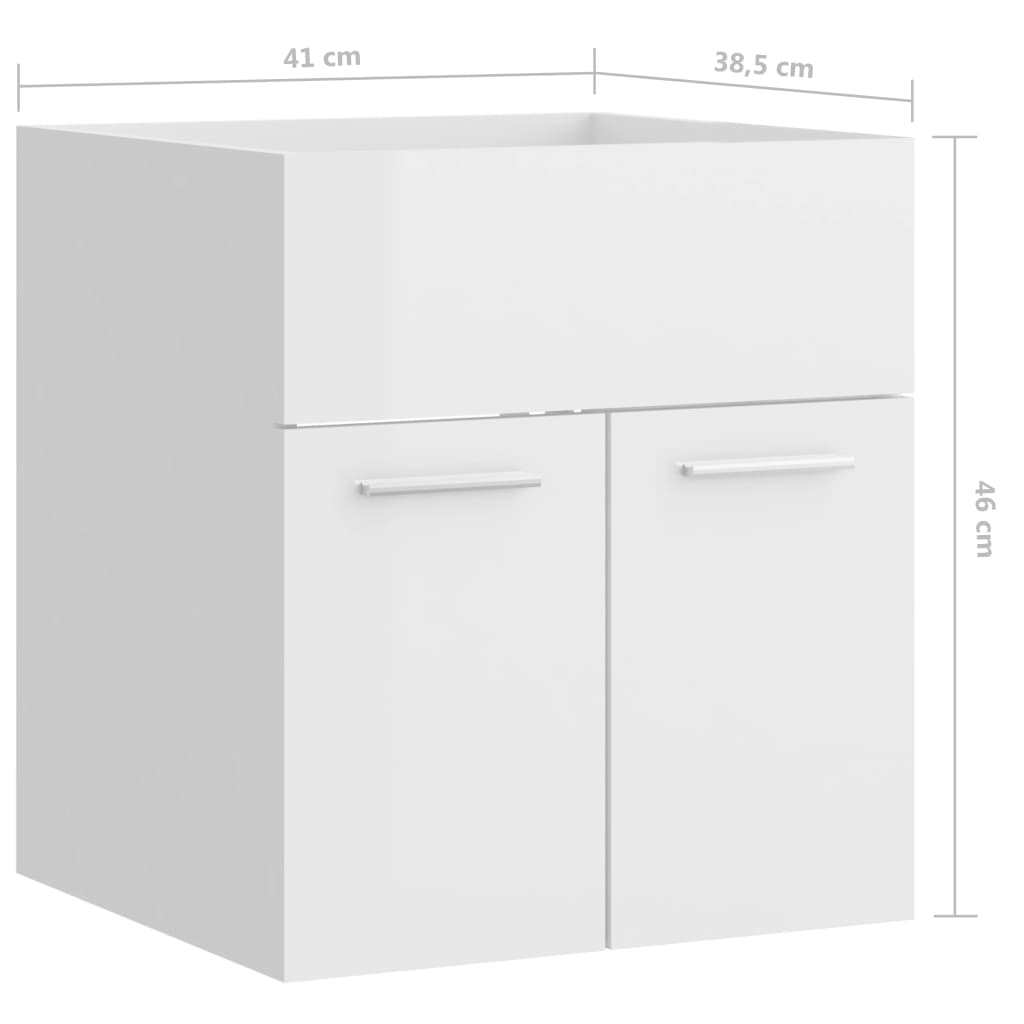 Sink base cabinet high-gloss white 41x38.5x46cm