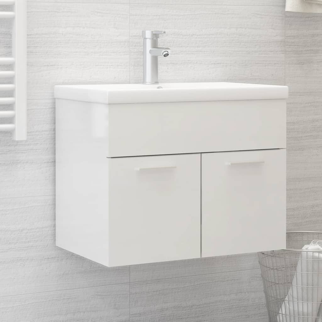 Sink base cabinet high-gloss white 60x38.5x46cm