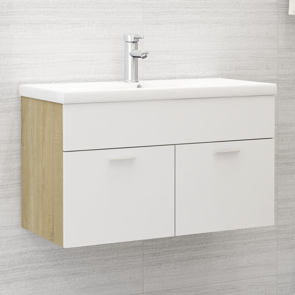 Washbasin cabinet white Sonoma oak 80x38.5x46 cm