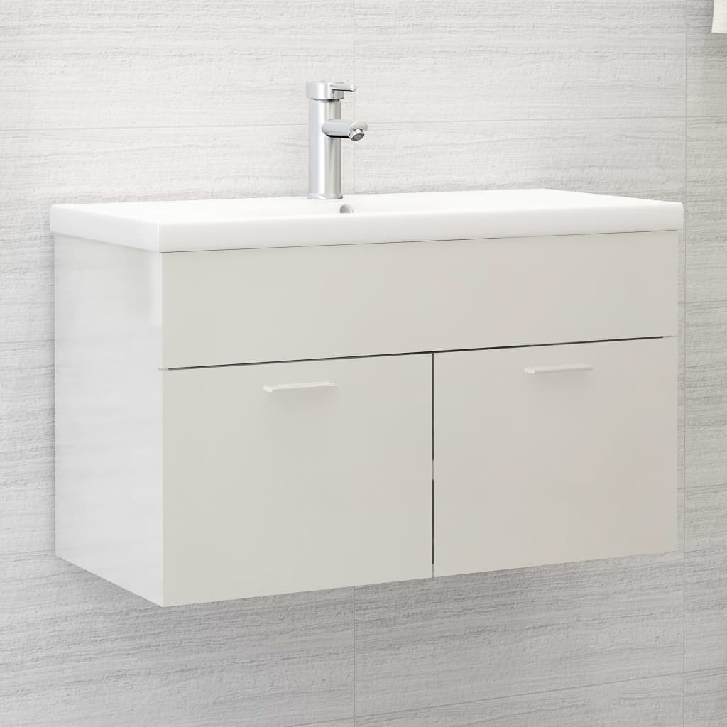Sink base cabinet high-gloss white 80x38.5x46cm