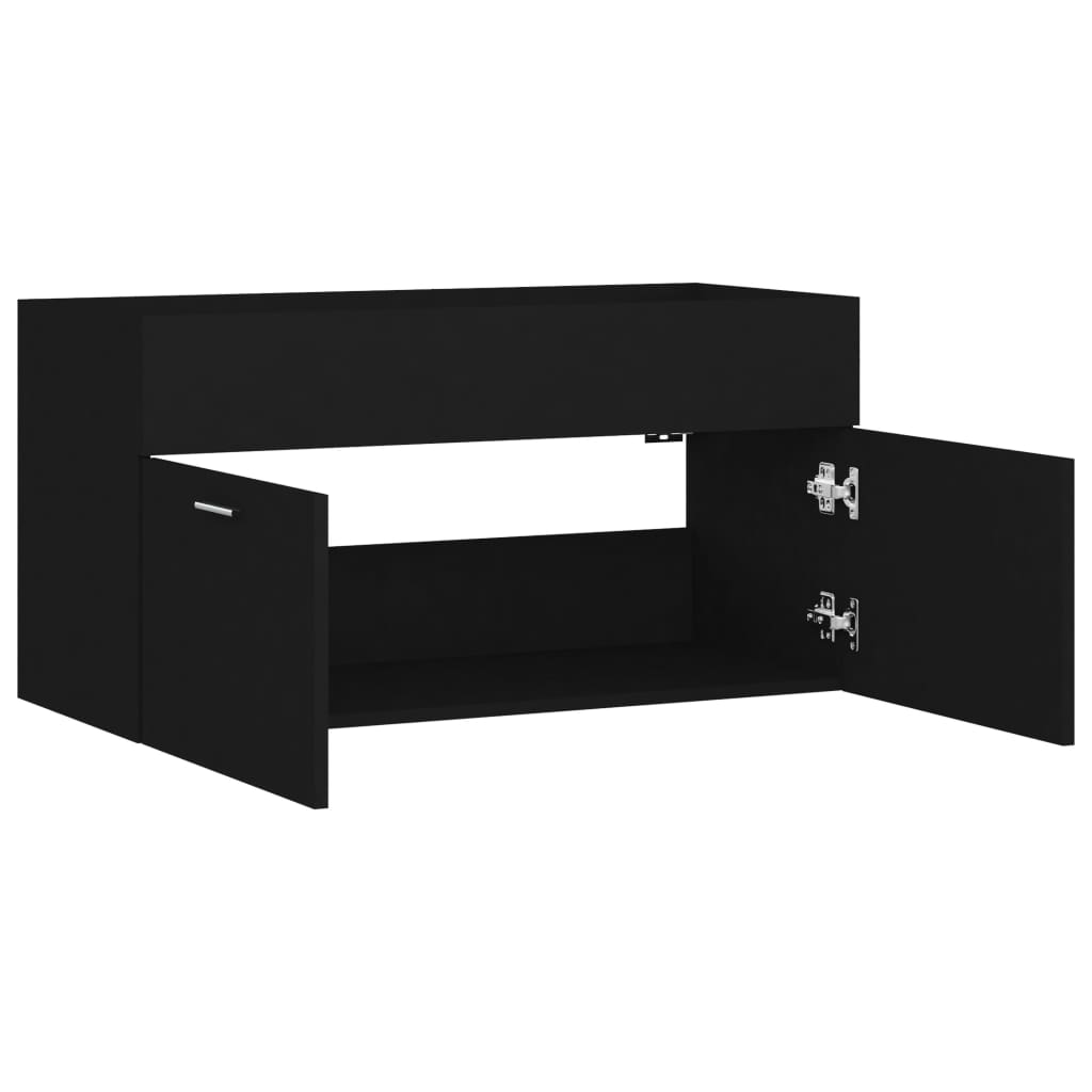 Sink base cabinet black 90x38.5x46 cm made of wood