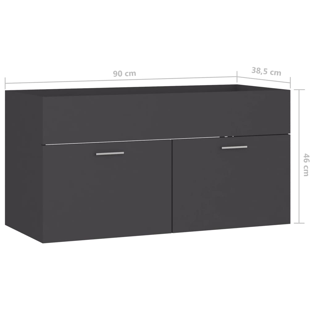Washbasin cabinet gray 90x38.5x46 cm made of wood