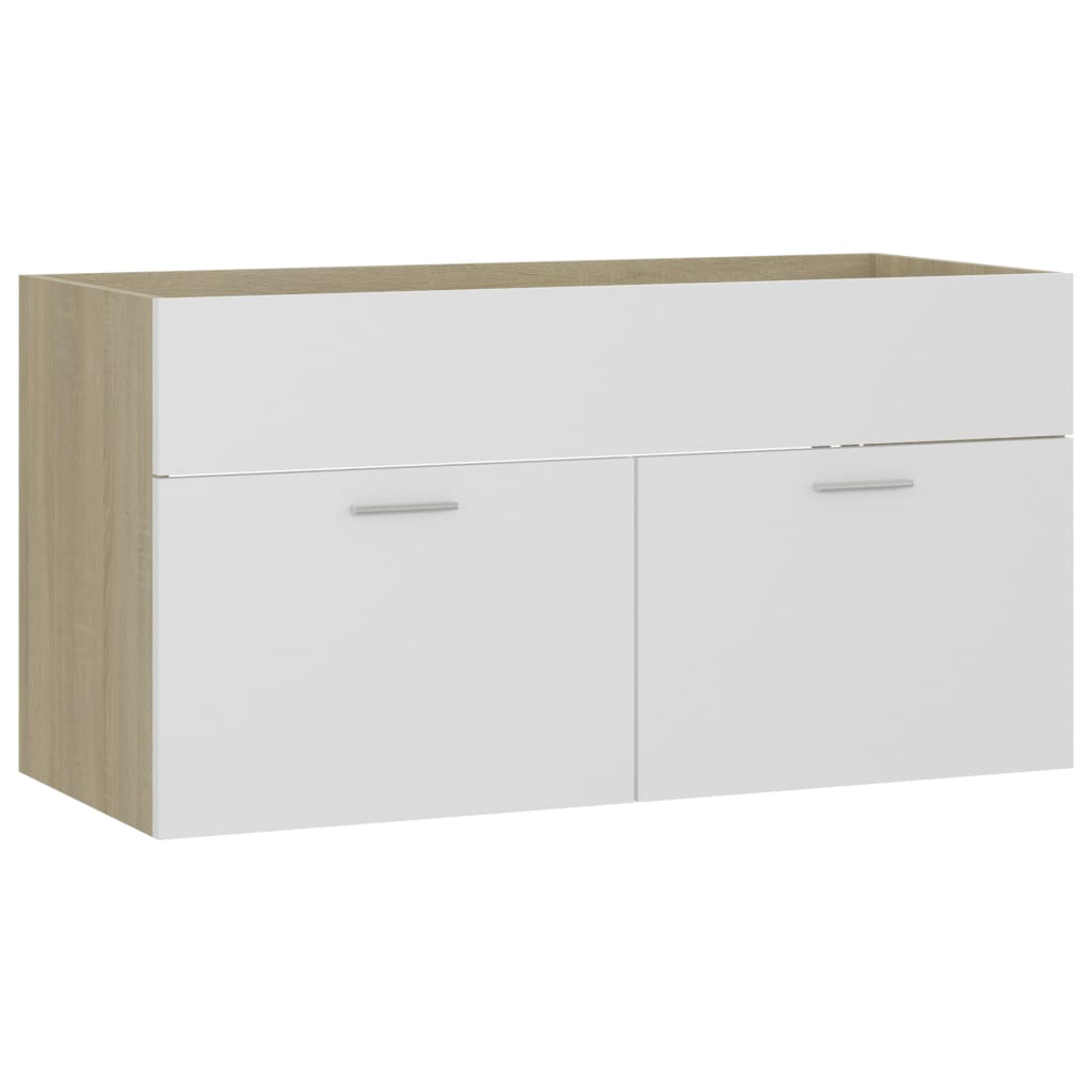 Washbasin cabinet white Sonoma oak 90x38.5x46 cm