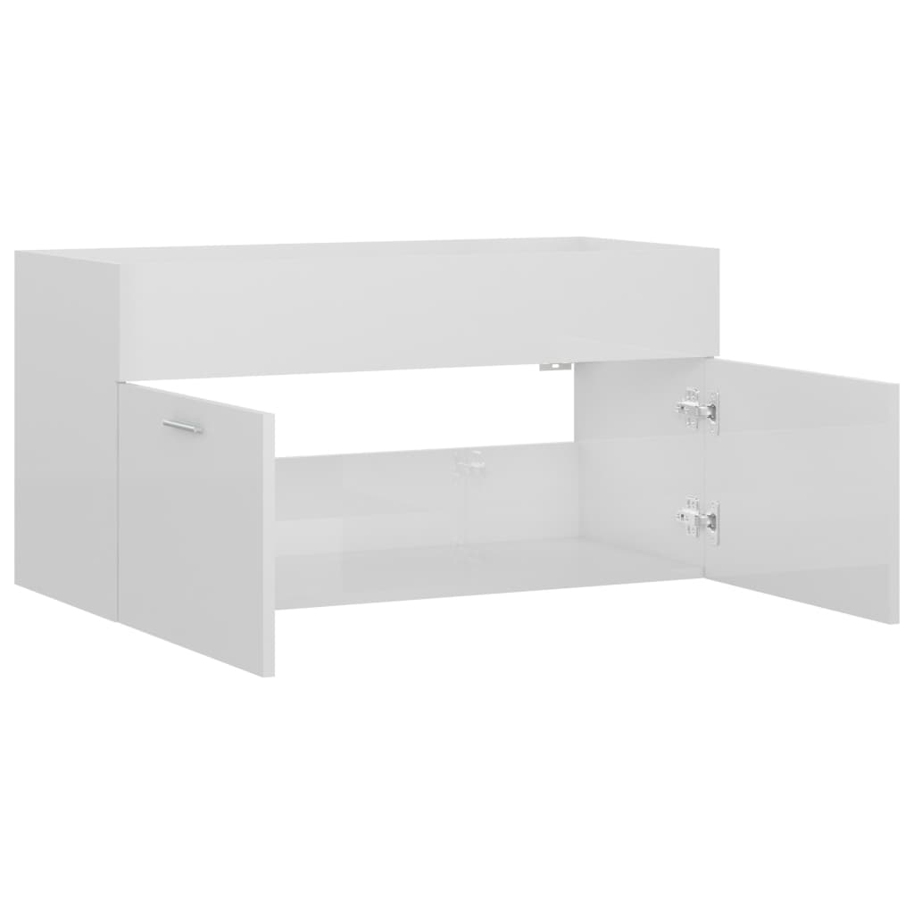Sink base cabinet high-gloss white 90x38.5x46cm