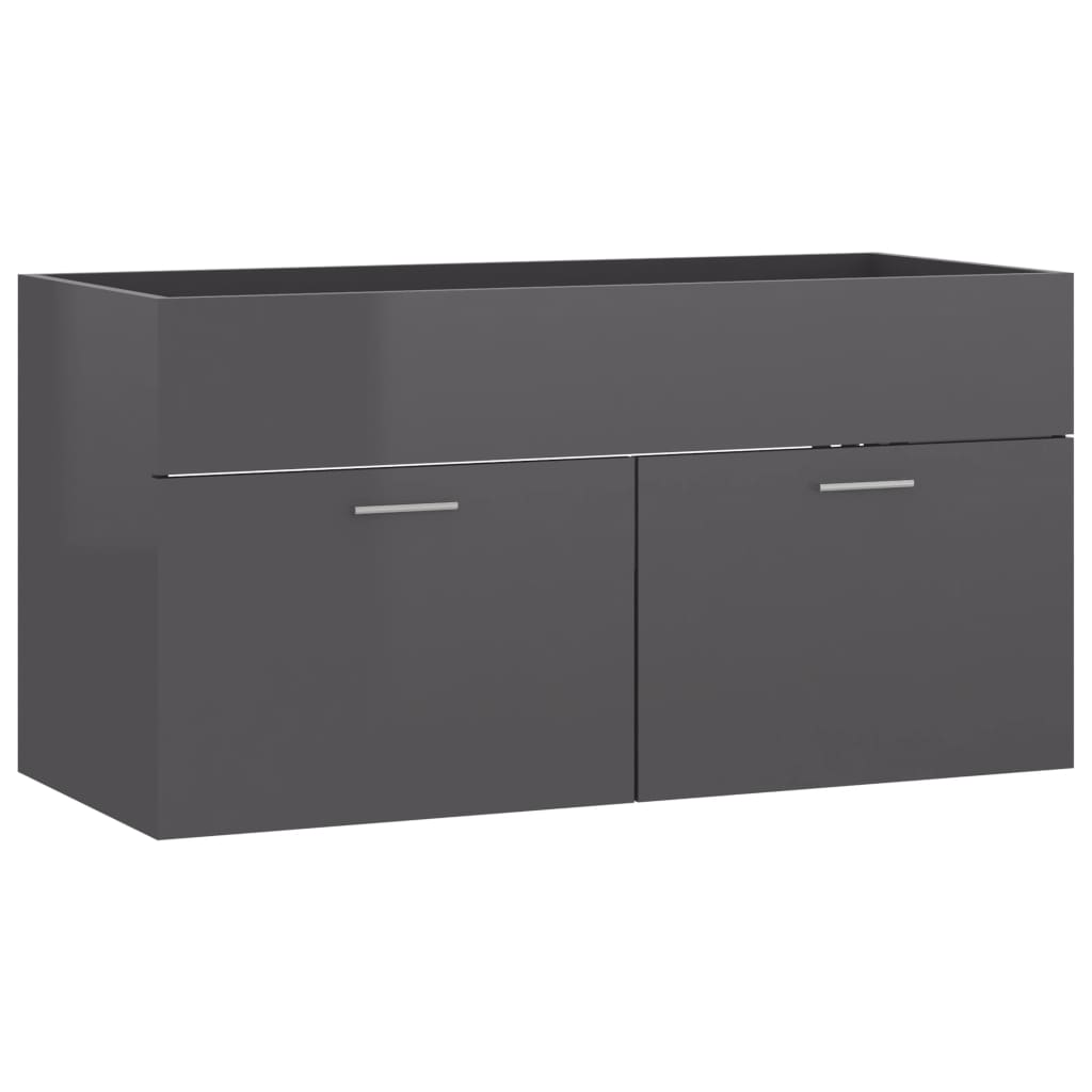 Sink base cabinet high-gloss gray 90x38.5x46cm