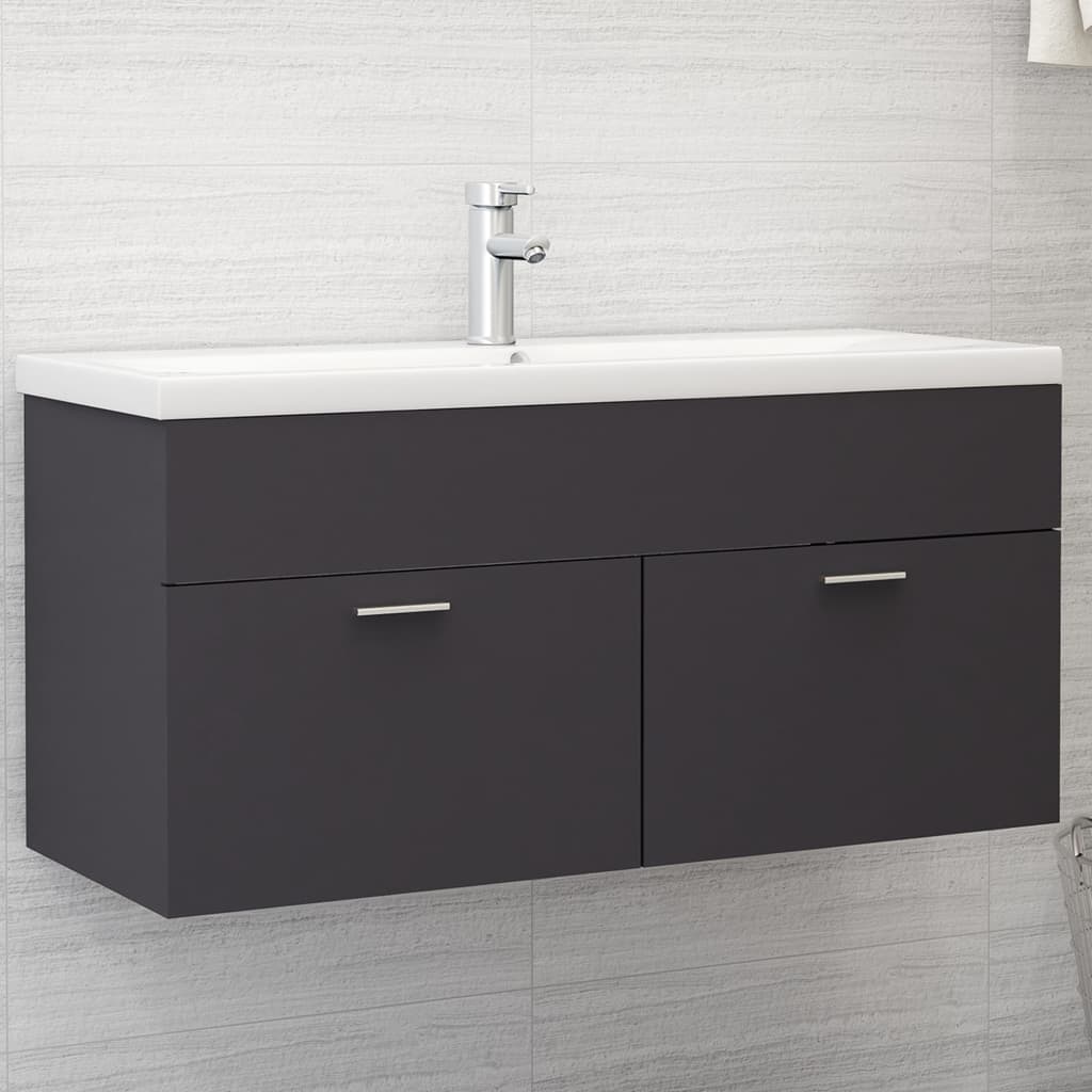 Washbasin cabinet gray 100x38.5x46 cm made of wood