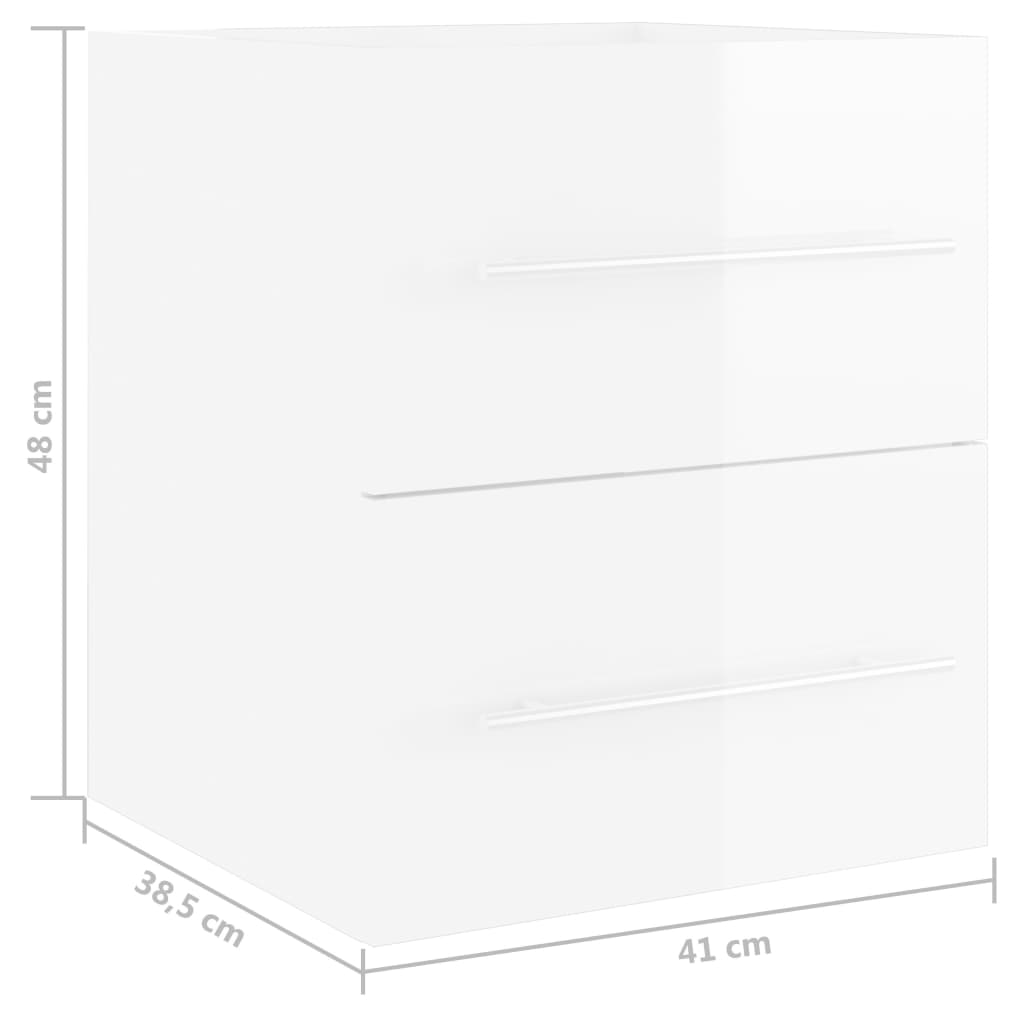 Waschbeckenunterschrank Hochglanz-Weiß 41x38,5x48 cm