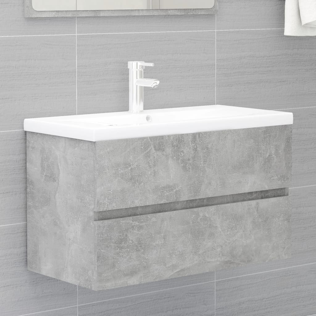Sink base cabinet concrete gray 80x38.5x45 cm made of wood material