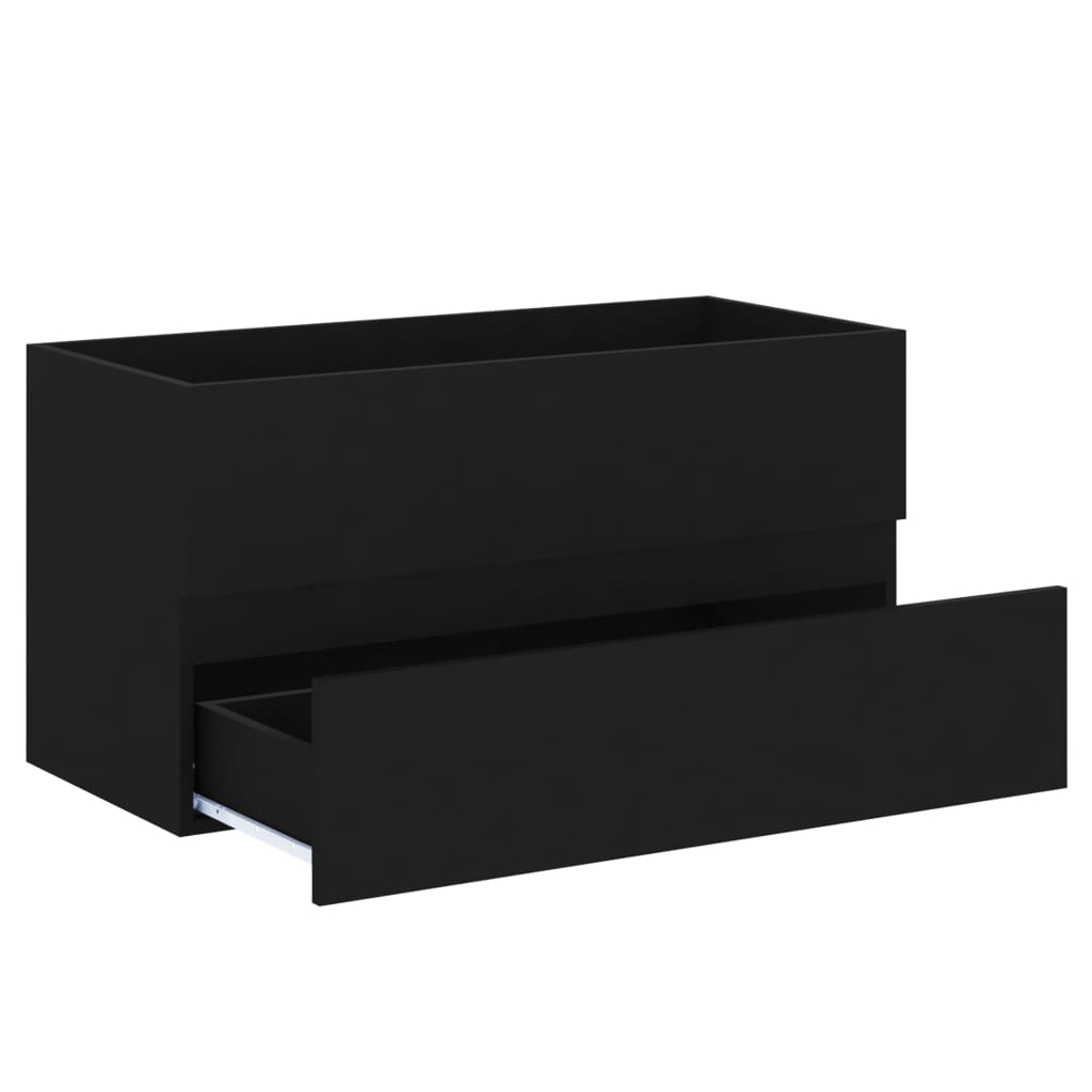 Sink base cabinet black 90x38.5x45 cm made of wood
