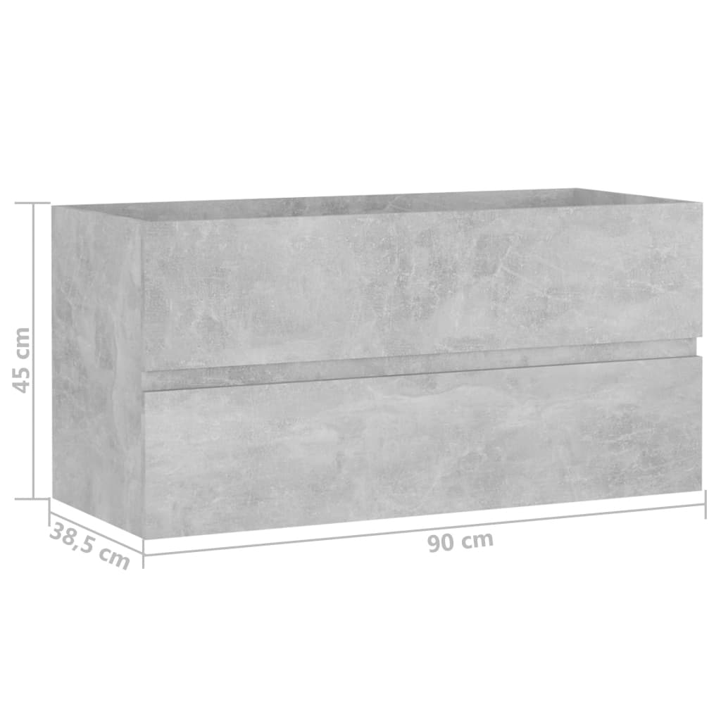 Sink base cabinet concrete gray 90x38.5x45 cm made of wood material