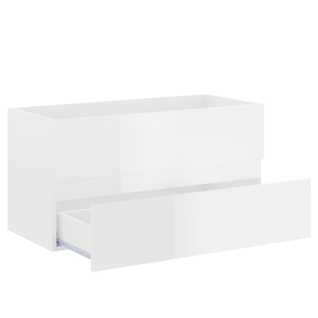 Sink base cabinet high-gloss white 90x38.5x45 cm