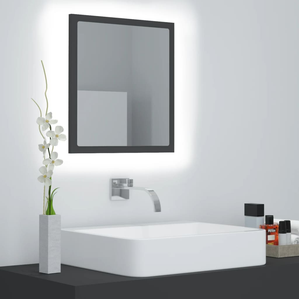 LED bathroom mirror gray 40x8.5x37 cm acrylic