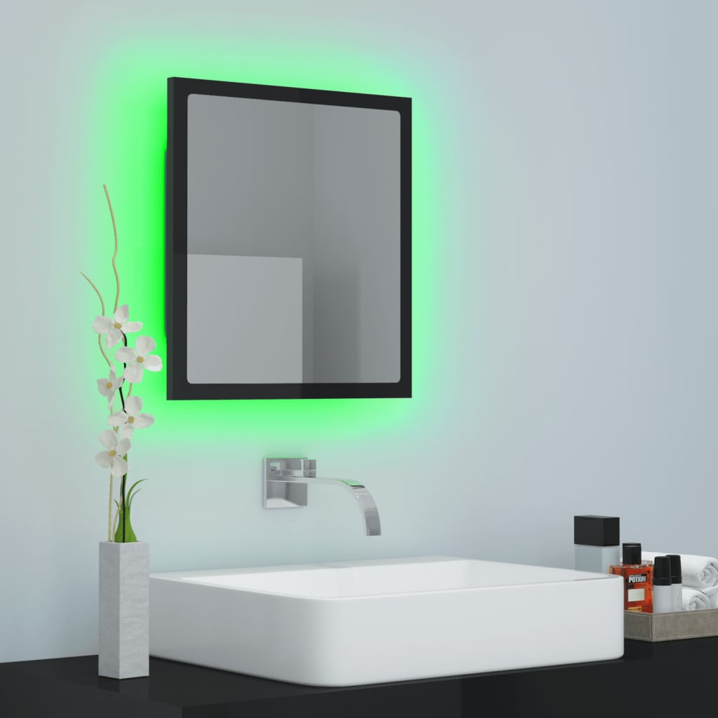 LED bathroom mirror high-gloss black 40x8.5x37 cm acrylic