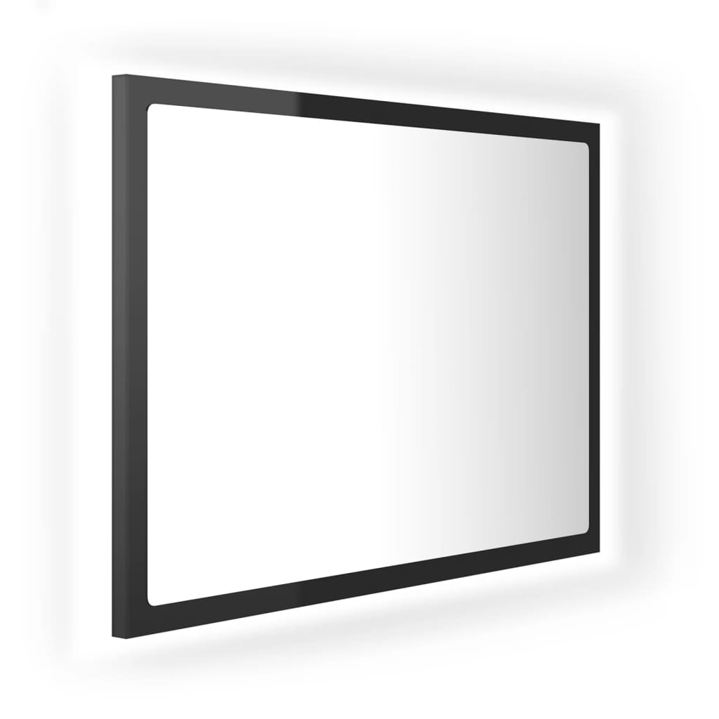 LED-Badspiegel Hochglanz-Schwarz 60x8,5x37 cm Acryl