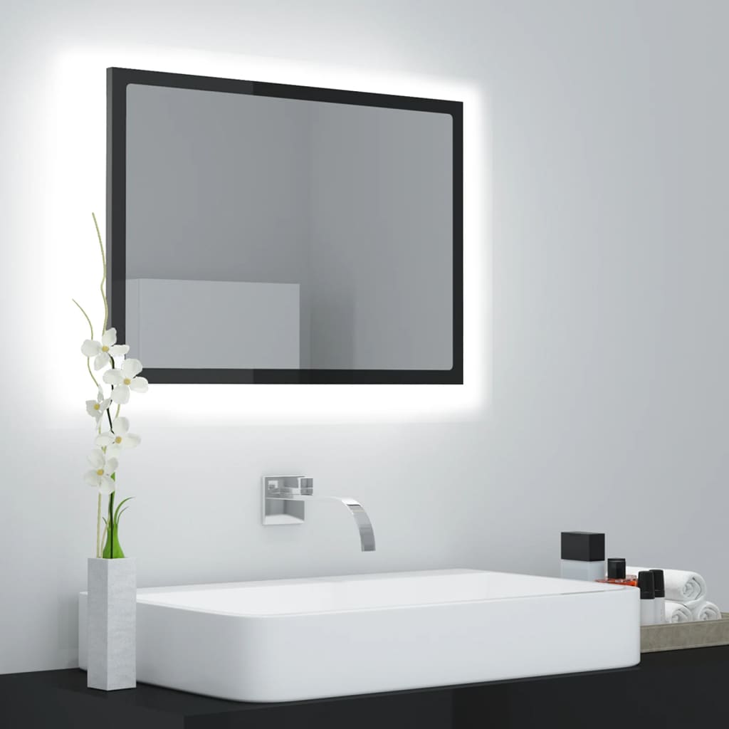 LED bathroom mirror high-gloss gray 60x8.5x37 cm acrylic