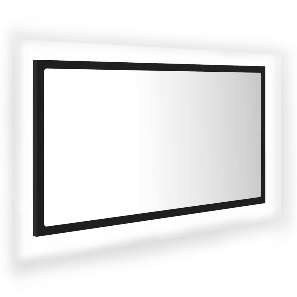LED-Badspiegel Schwarz 80x8,5x37 cm Acryl