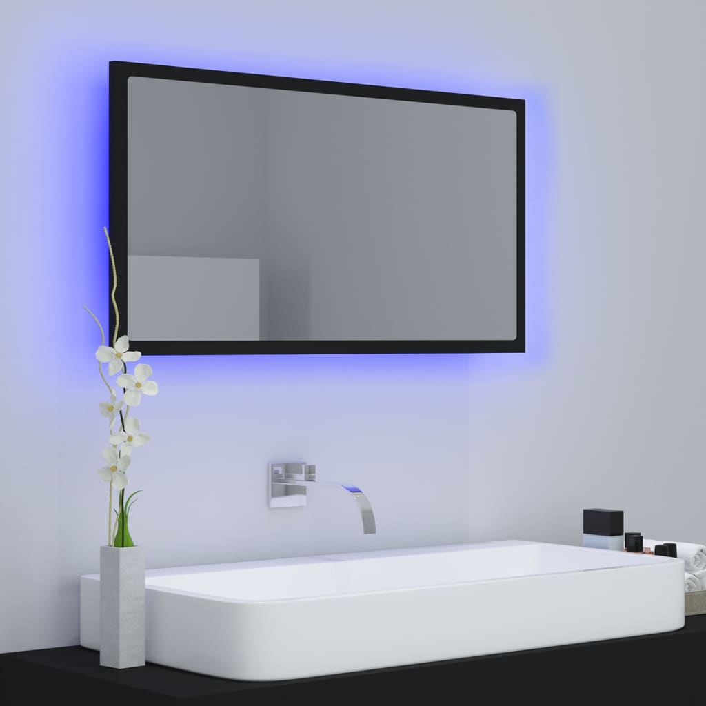 LED bathroom mirror black 80x8.5x37 cm acrylic
