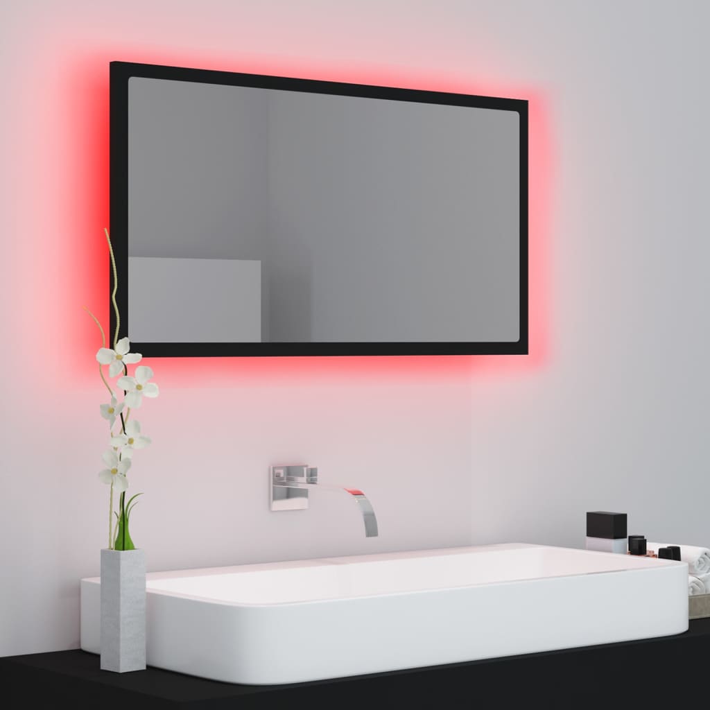 LED bathroom mirror black 80x8.5x37 cm acrylic