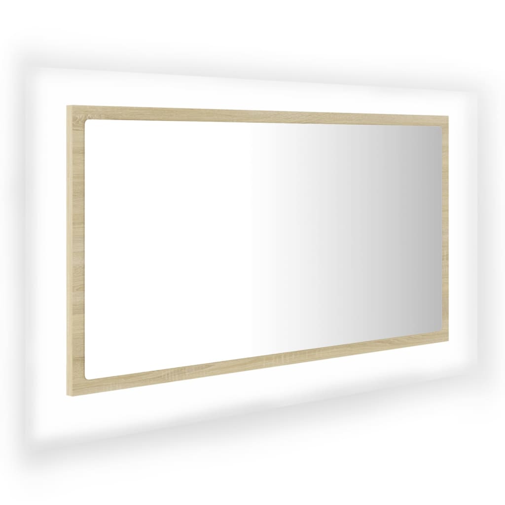LED-Badspiegel Sonoma-Eiche 80x8,5x37 cm Acryl