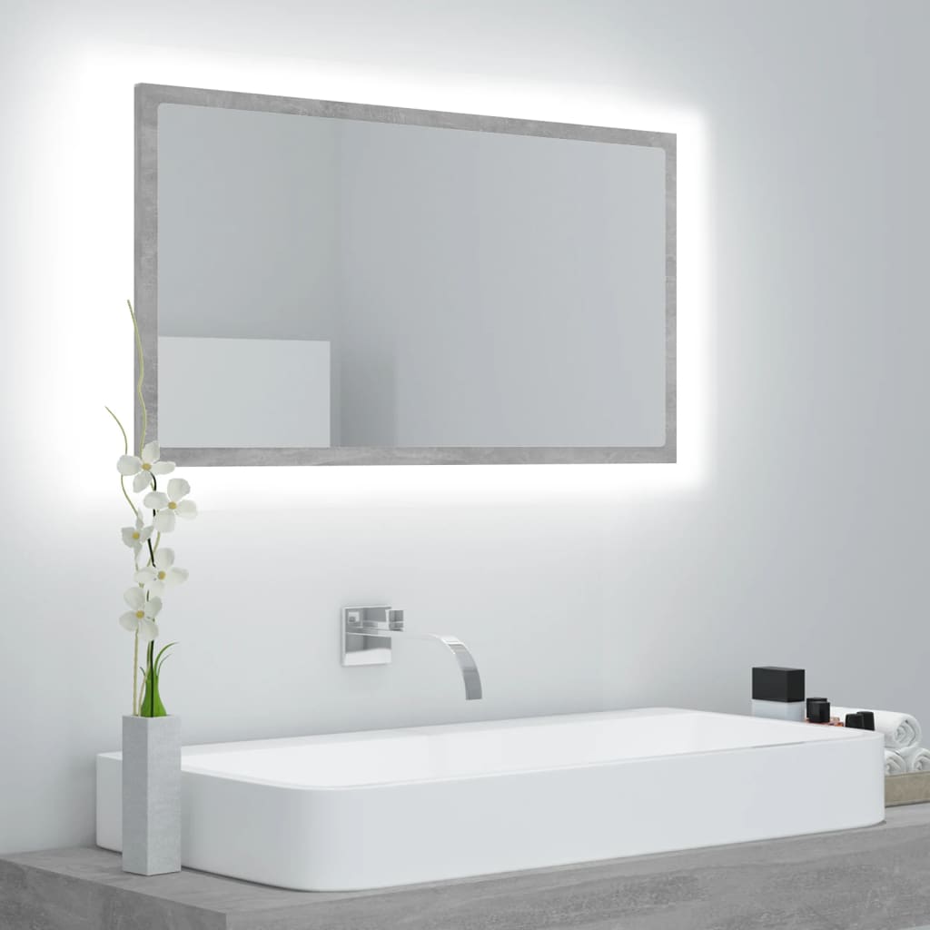 LED bathroom mirror concrete gray 80x8.5x37 cm acrylic