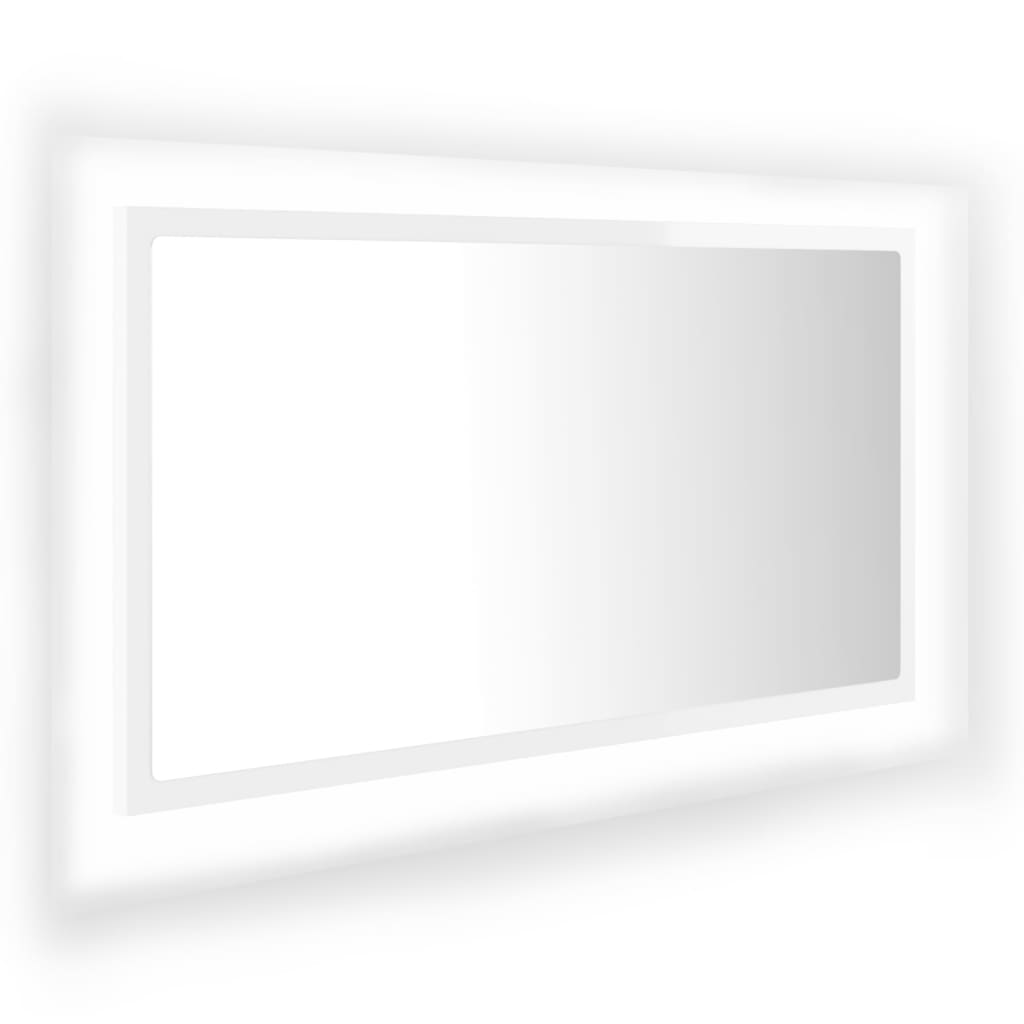 LED bathroom mirror high-gloss white 80x8.5x37 cm acrylic