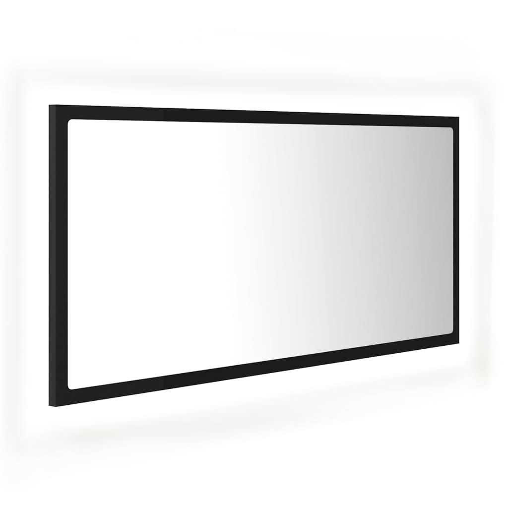 LED-Badspiegel Schwarz 90x8,5x37 cm Acryl