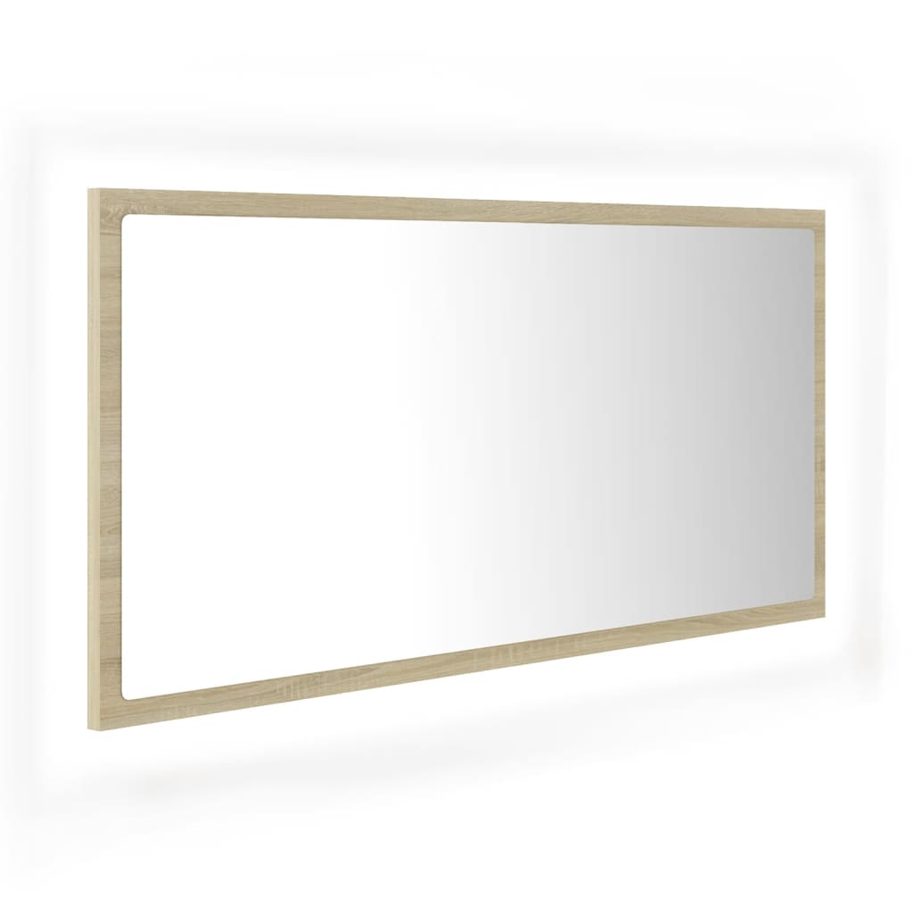 LED-Badspiegel Sonoma-Eiche 90x8,5x37 cm Acryl