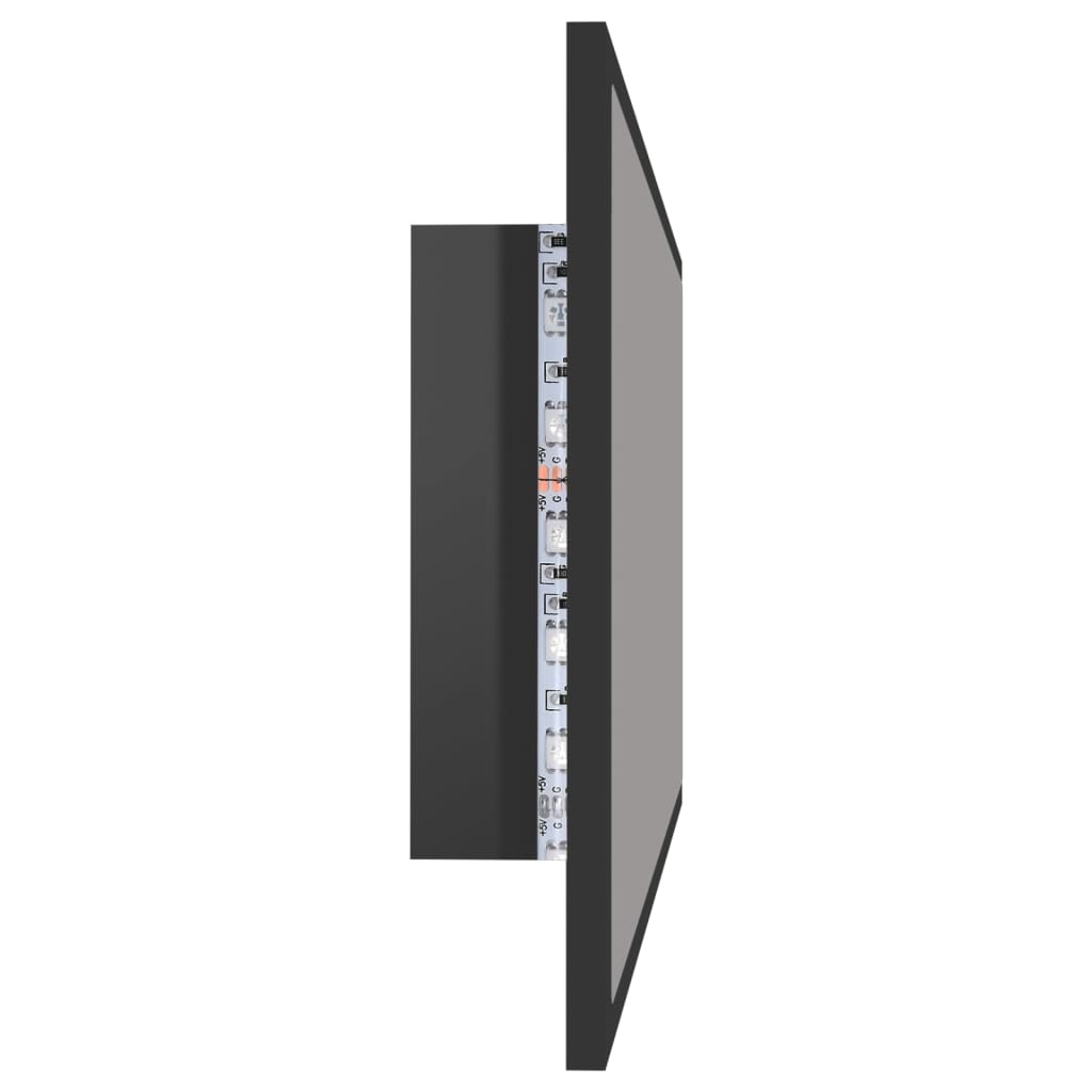LED-Badspiegel Hochglanz-Grau 90x8,5x37 cm Acryl