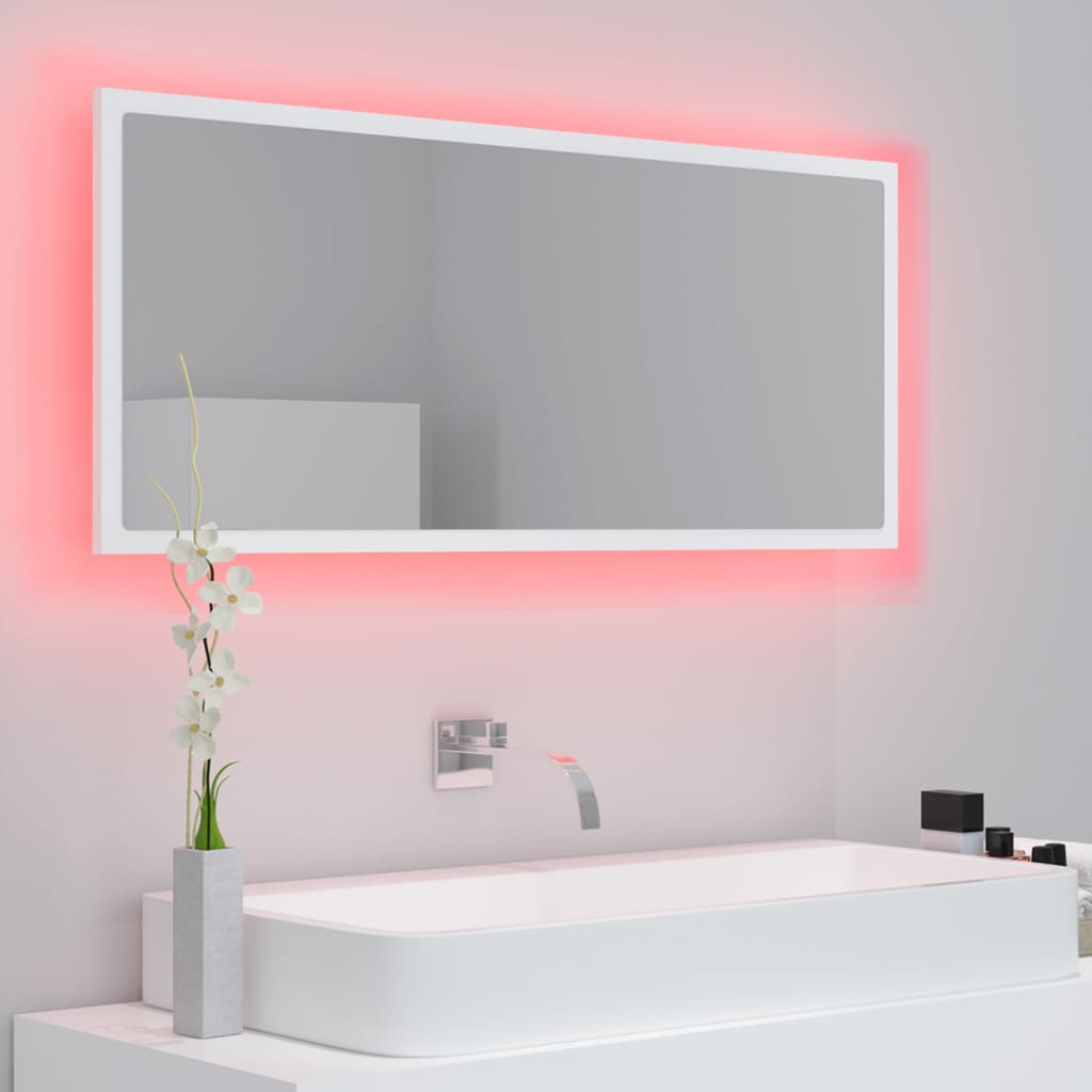 LED-Badspiegel Weiß 100x8,5x37 cm Acryl