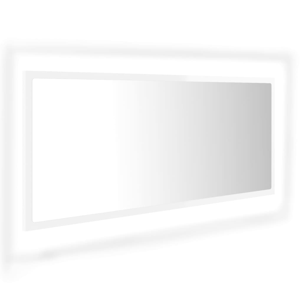LED bathroom mirror high-gloss white 100x8.5x37 cm acrylic
