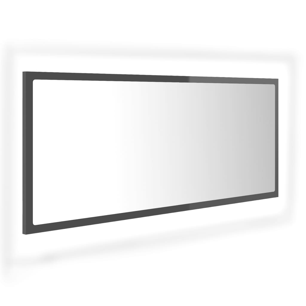 LED-Badspiegel Hochglanz-Grau 100x8,5x37 cm Acryl