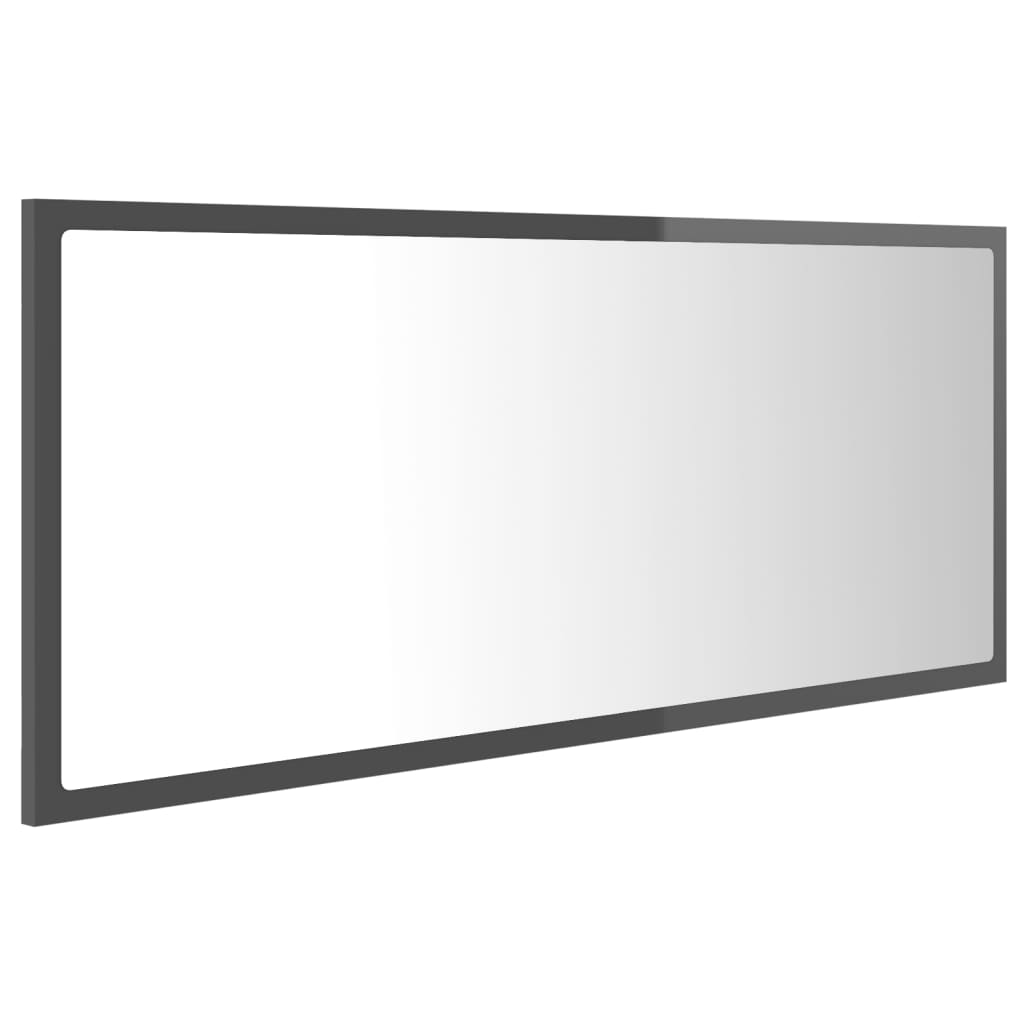 LED bathroom mirror high-gloss gray 100x8.5x37 cm acrylic
