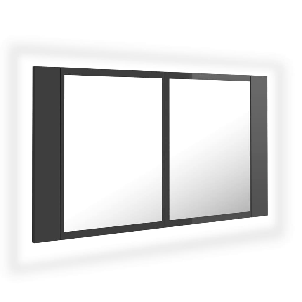 LED-Bad-Spiegelschrank Hochglanz-Grau 80x12x45 cm Acryl