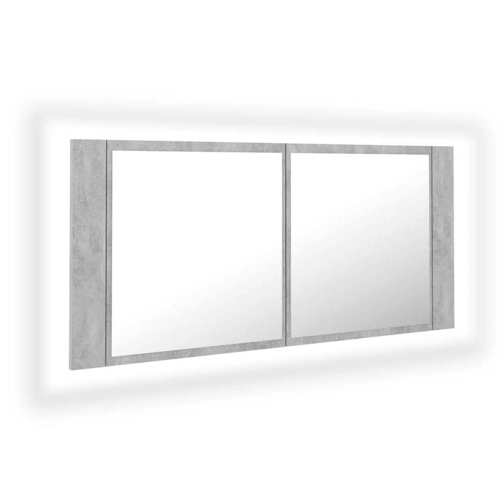 LED bathroom mirror cabinet concrete gray 100x12x45 cm acrylic
