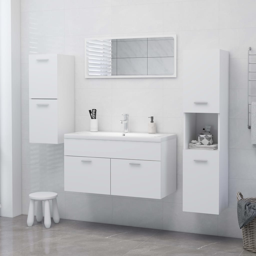 Badezimmerschrank Weiß 30x30x80 cm Holzwerkstoff
