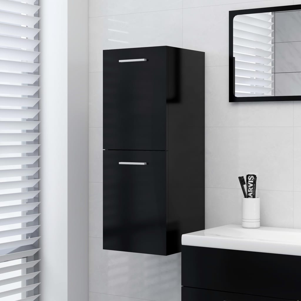 Bathroom cabinet black 30x30x80 cm made of wood