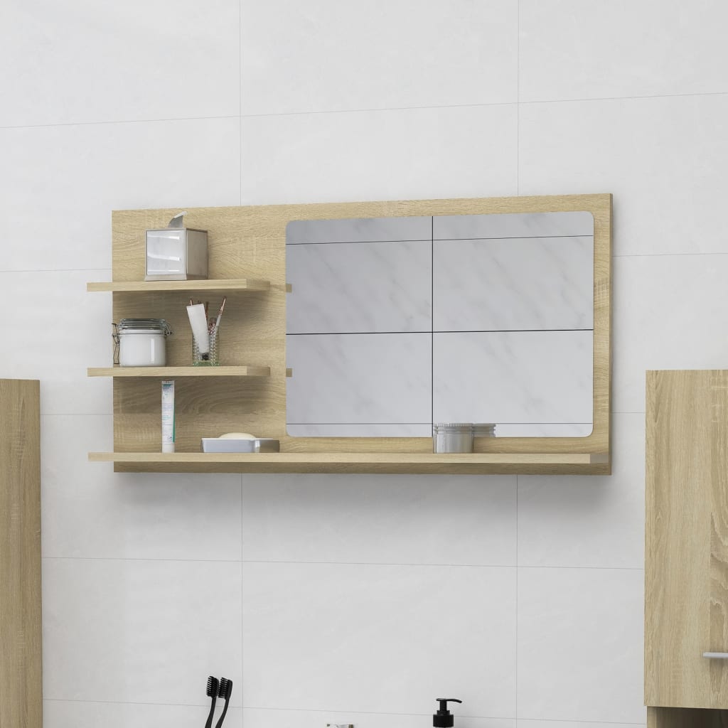 Bathroom mirror Sonoma oak 90x10.5x45 cm wood material