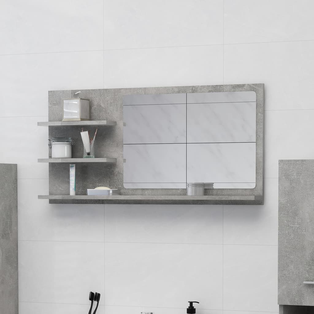 Bathroom mirror concrete gray 90x10.5x45 cm made of wood