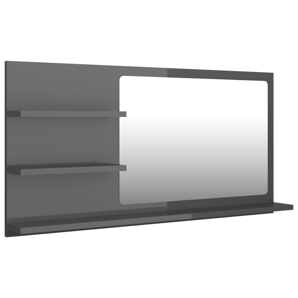 Badspiegel Hochglanz-Grau 90x10,5x45 cm Holzwerkstoff