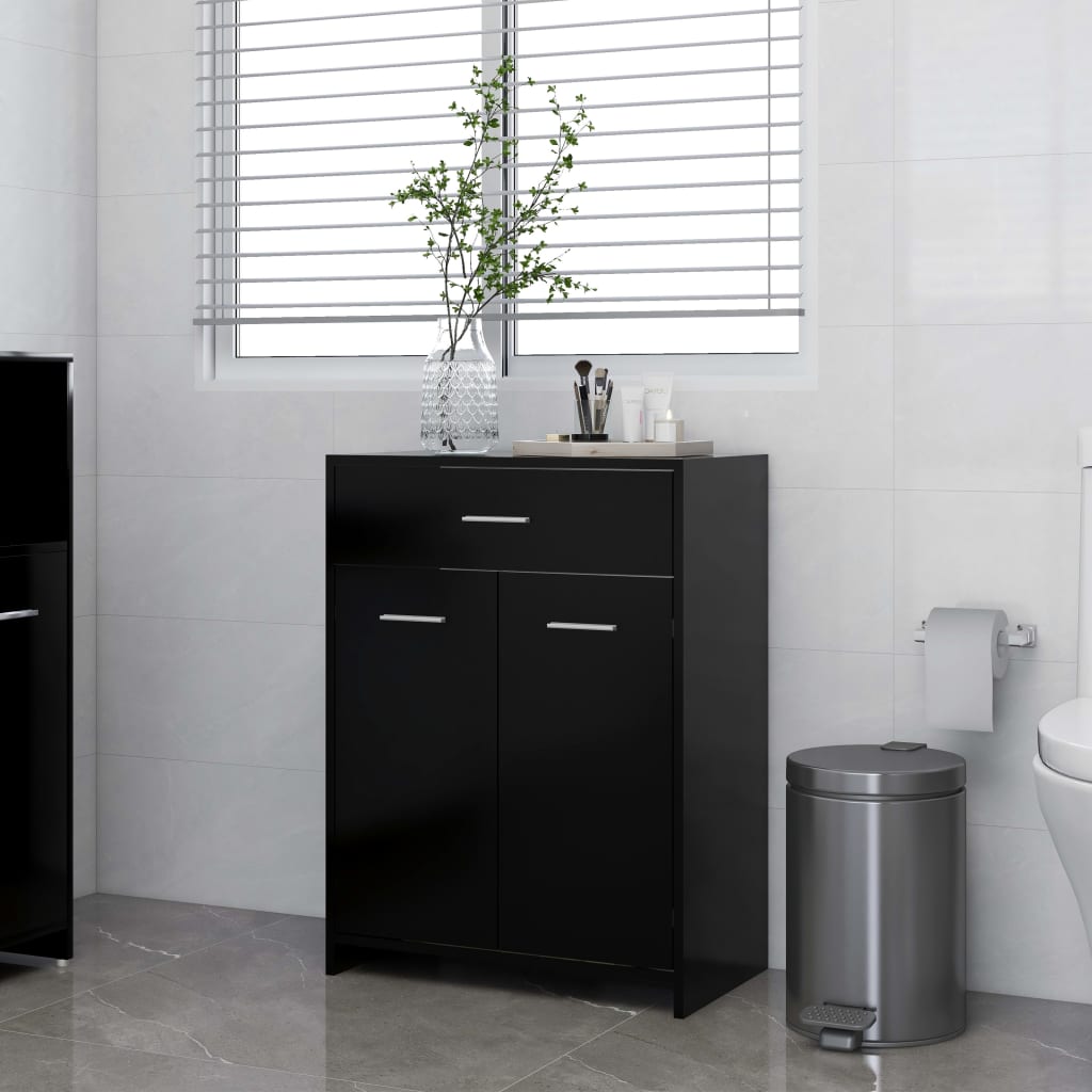 Bathroom cabinet black 60x33x80 cm made of wood