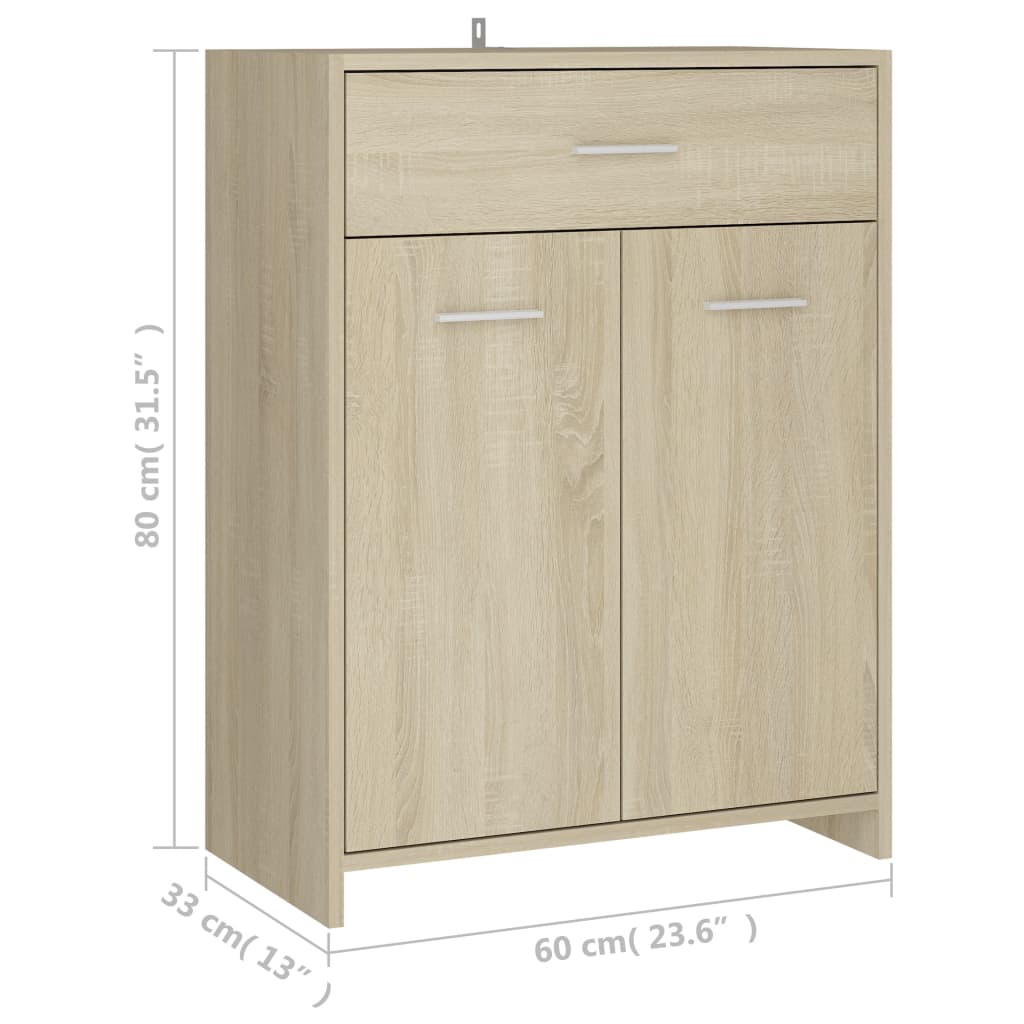 Bathroom cabinet Sonoma oak 60x33x80 cm wood material